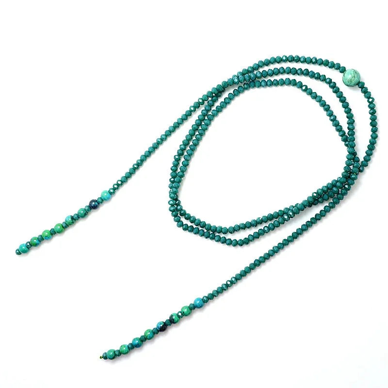 Charm Layer Beads Necklace 4mm Crystal Stone Long Jewelry Women