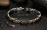 Women's Stainless Steel Health Stone Link Chain Bracelet 8.5''