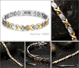 Women's Stainless Steel Health Stone Link Chain Bracelet 8.5''