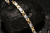 Women's Stainless Steel Health Stone Link Chain Bracelet 8.5''