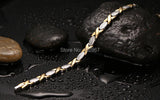 Women's Stainless Steel Health Stone Link Chain Bracelet 8.5''