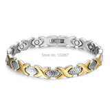 Women's Stainless Steel Health Stone Link Chain Bracelet 8.5''