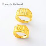 Men Square Ring 24K Rings for male 2 models Optional man 24k women Ring
