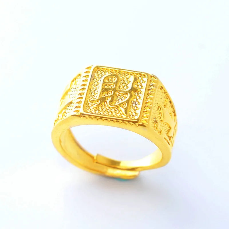 Men Square Ring 24K Rings for male 2 models Optional man 24k women Ring