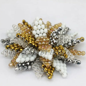 Nigerian African Style Bridal Brooch Colorful Crystal Beads Flower Brooch