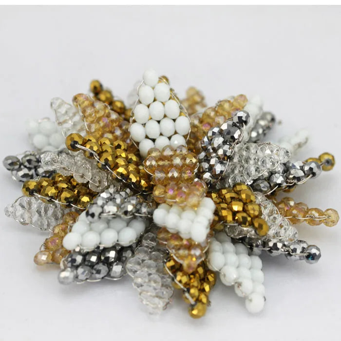 Nigerian African Style Bridal Brooch Colorful Crystal Beads Flower Brooch
