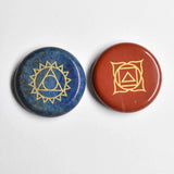 Natural Stone Seven Chakras Carved Round Pendants for Jewelry Making