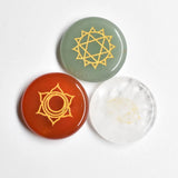 Natural Stone Seven Chakras Carved Round Pendants for Jewelry Making