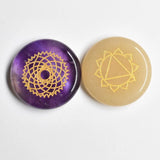Natural Stone Seven Chakras Carved Round Pendants for Jewelry Making