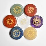 Natural Stone Seven Chakras Carved Round Pendants for Jewelry Making