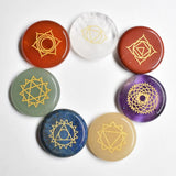 Natural Stone Seven Chakras Carved Round Pendants for Jewelry Making