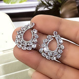 Elegant CZ Paved Big Stud Earrings for Women