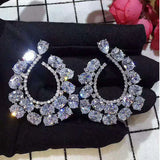 Elegant CZ Paved Big Stud Earrings for Women