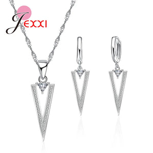 Crystal Necklace Earring 925 Silver CZ Jewelry Set