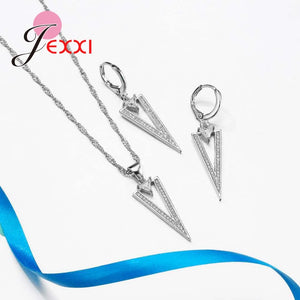 Crystal Necklace Earring 925 Silver CZ Jewelry Set