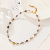 Vintage Amethyst Beaded Necklace with Golden Beans