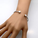 Stainless Steel Clasp Bangles Rose Wire Double Square Cube Cuff Bracelet