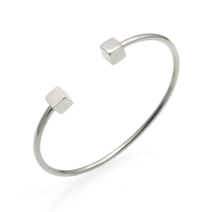 Stainless Steel Clasp Bangles Rose Wire Double Square Cube Cuff Bracelet