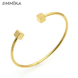 Stainless Steel Clasp Bangles Rose Wire Double Square Cube Cuff Bracelet
