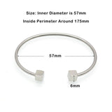 Stainless Steel Clasp Bangles Rose Wire Double Square Cube Cuff Bracelet