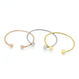 Stainless Steel Clasp Bangles Rose Wire Double Square Cube Cuff Bracelet