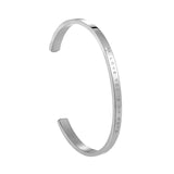 CZ Crystal Stainless Steel Couple Bracelets Open Cuff Bangles Gift