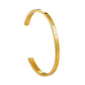 CZ Crystal Stainless Steel Couple Bracelets Open Cuff Bangles Gift