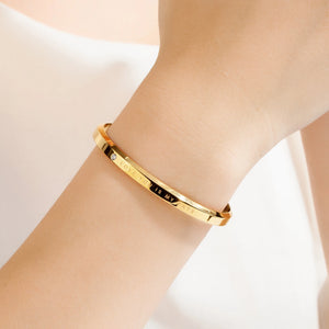 CZ Crystal Stainless Steel Couple Bracelets Open Cuff Bangles Gift