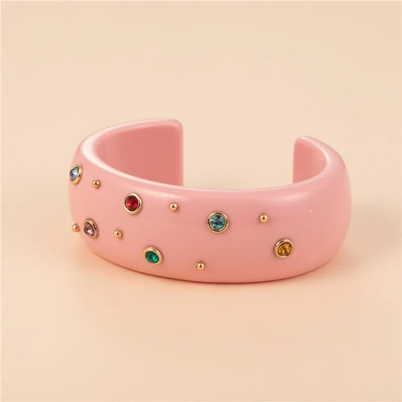 Indian Bangles Bracelet for Women Acrylic Colorful Resin Charms Crystal Girls