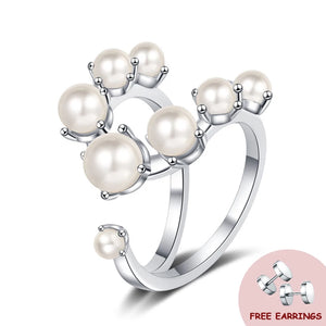 Pearl Rings 925 Silver Jewelry for Women Wedding Engagement