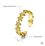 Star Band Zircon Inlaid Wedding Ring Stainless Steel