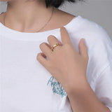Star Band Zircon Inlaid Wedding Ring Stainless Steel