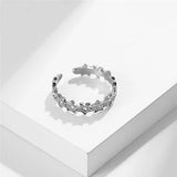 Star Band Zircon Inlaid Wedding Ring Stainless Steel