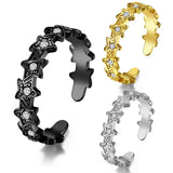 Star Band Zircon Inlaid Wedding Ring Stainless Steel