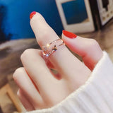 Adjustable Butterfly Index Finger Ring Rose Silver Women's Fine Jewelry Gift