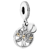 925 Silver Family Heritage Tree of Life Pendant Beads for DIY Bracelet