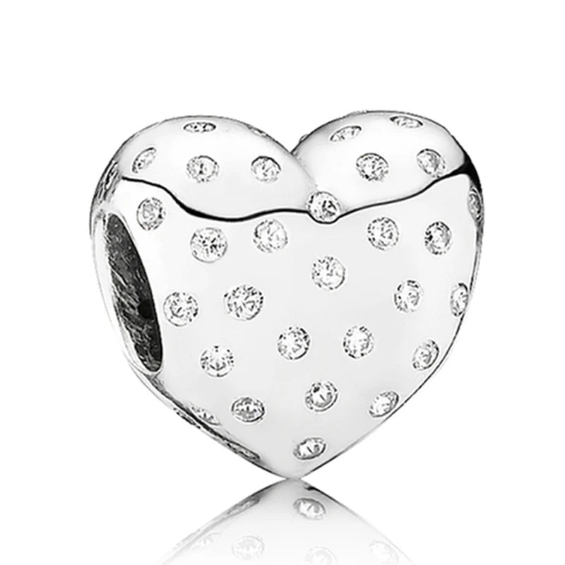 Romantic Heraldic Mother Open Heart Charm 925 Silver Beads