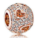 Romantic Heraldic Mother Open Heart Charm 925 Silver Beads
