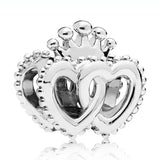 Romantic Heraldic Mother Open Heart Charm 925 Silver Beads