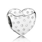 Romantic Heraldic Mother Open Heart Charm 925 Silver Beads