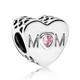 Romantic Heraldic Mother Open Heart Charm 925 Silver Beads