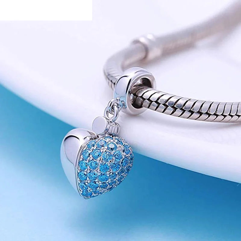 S925 Sterling Silver Heart-shaped Bead Pendant Jewelry DIY Accessories