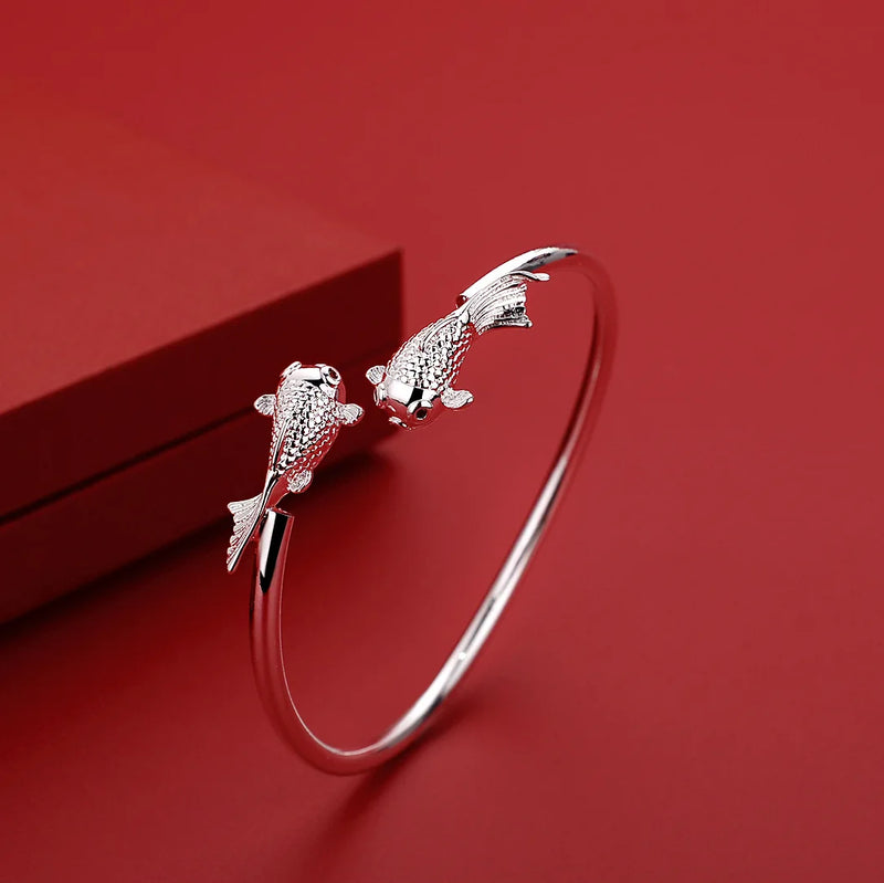 Sterling Silver Goldfish Bracelets for Women, Party Wedding Jewelry