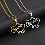 Ukraine Map Pendant Necklace Heart Flag Ukrainian Party Jewelry