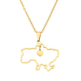 Ukraine Map Pendant Necklace Heart Flag Ukrainian Party Jewelry