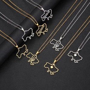 Ukraine Map Pendant Necklace Heart Flag Ukrainian Party Jewelry