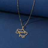 Ukraine Map Pendant Necklace Silver Choker Stainless Steel Jewelry Sets