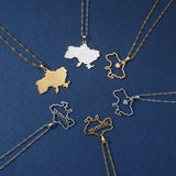 Ukraine Map Pendant Necklace Silver Choker Stainless Steel Jewelry Sets