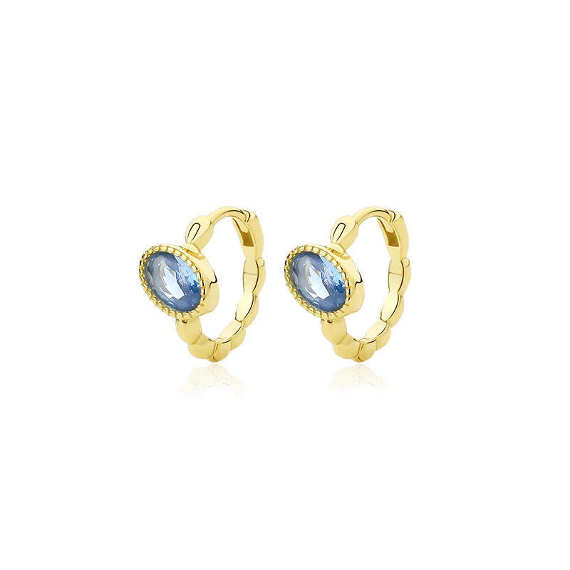 Irregular Geometric Hoop Zircon Earrings 925 Sterling Silver