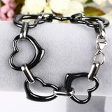 Stainless Steel Heart Ceramic Bangle Bracelet Wedding Jewelry